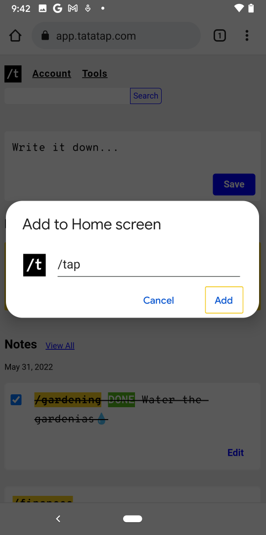 Screenshot of "Add to home screen" on Android Chrome